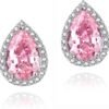 71nVGJvnN-L._AC_SL1500 Cubic Zirconia Earrings Studs, Halo CZ Birthstone Simulated Diamond Stud Earrings for Women