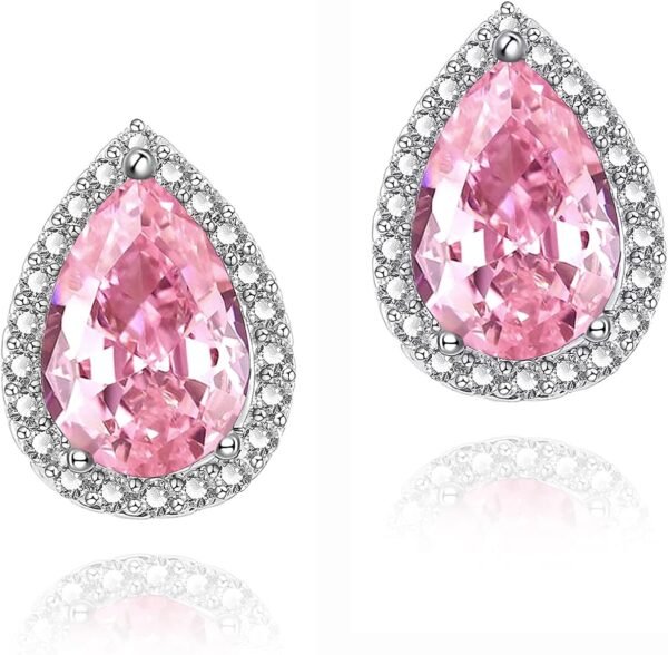 71nVGJvnN-L._AC_SL1500 Cubic Zirconia Earrings Studs, Halo CZ Birthstone Simulated Diamond Stud Earrings for Women