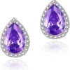 71nyH_yyvpL._AC_SL1500 Cubic Zirconia Earrings Studs, Halo CZ Birthstone Simulated Diamond Stud Earrings for Women