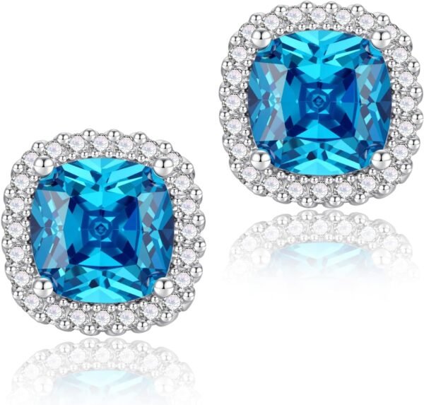 71oV2xzM4kL._AC_SL1500 Cubic Zirconia Earrings Studs, Halo CZ Birthstone Simulated Diamond Stud Earrings for Women