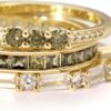 Gold Rings for Women Non Tarnish Dainty Stackable Rings Trendy Eternity Promise CZ Peridot Ring Set Waterproof Gold Jewelry for Women Size 5-10
