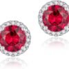 71wnsyCdzZL._AC_SL1500 Cubic Zirconia Earrings Studs, Halo CZ Birthstone Simulated Diamond Stud Earrings for Women