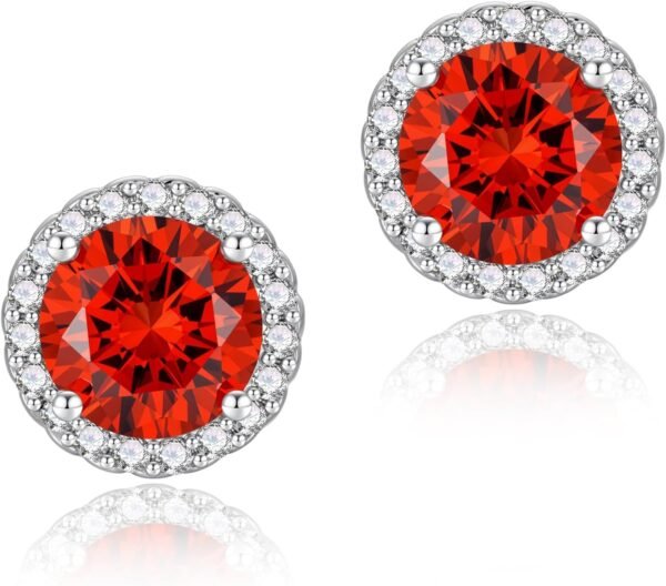 71yC2CLmISL._AC_SL1500 Cubic Zirconia Earrings Studs, Halo CZ Birthstone Simulated Diamond Stud Earrings for Women