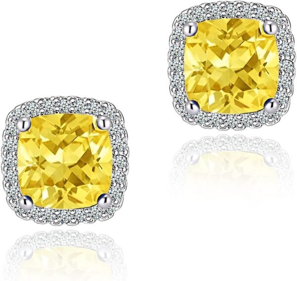 71yRUW7vObL._AC_SL1500 Cubic Zirconia Earrings Studs, Halo CZ Birthstone Simulated Diamond Stud Earrings for Women