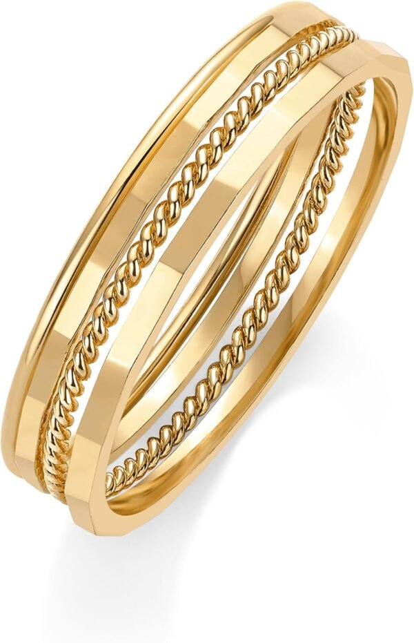 Gold Plated Four Pieces Thin Rings Set for Women | 4 Dainty Stacking Rings Pack | Minimalist Stackable Bands