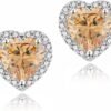 71yo_biOrSL._AC_SL1500 Cubic Zirconia Earrings Studs, Halo CZ Birthstone Simulated Diamond Stud Earrings for Women