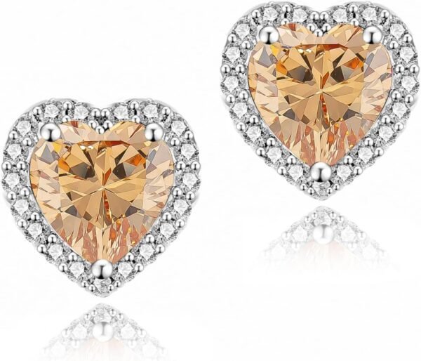 71yo_biOrSL._AC_SL1500 Cubic Zirconia Earrings Studs, Halo CZ Birthstone Simulated Diamond Stud Earrings for Women