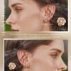 Gold Plated Sterling Silver Rose Flower Earring Studs, Hypoallergenic & Nickel Free Earrings for Women