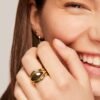 Gold Plated Chunky Stackable Rings Set for Women | Cubic Zirconia Bands Set | 3 Statement Rings Pack