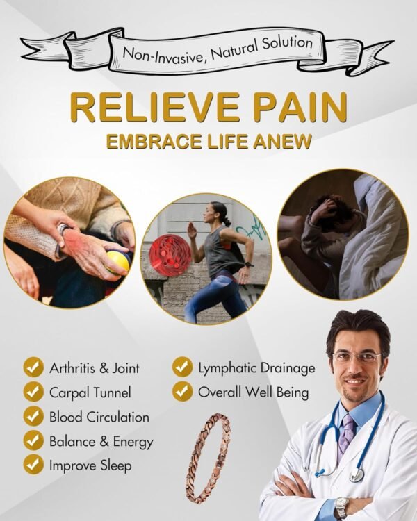 Copper Bracelets for Women, 99.99% Pure Copper Magnetic Bracelets with Effective Neodymium Magnets, Adjustable Jewelry Gift with Sizing Tool