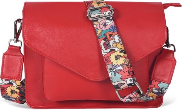 Leather Flapover Crossbody Handbag Purse for Women with Adjustable Strap & Overflap Snap Closure Tote/Bag