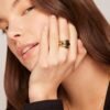 Gold Plated Chunky Stackable Rings Set for Women | Cubic Zirconia Bands Set | 3 Statement Rings Pack