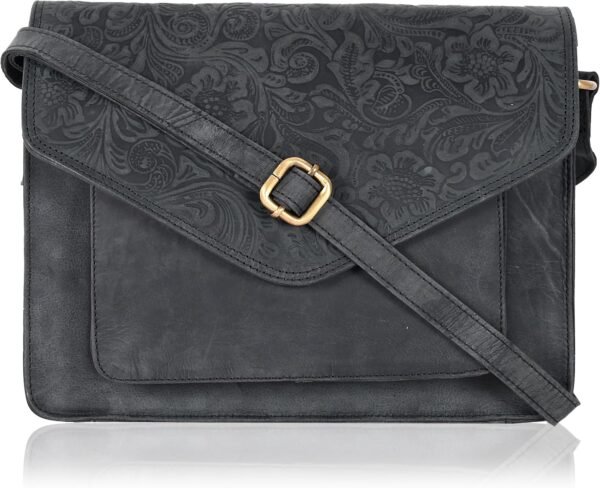 Leather Flapover Crossbody Handbag Purse for Women with Adjustable Strap & Overflap Snap Closure Tote/Bag