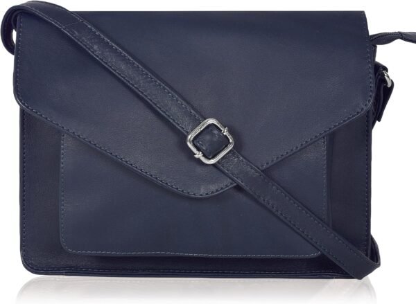 Leather Flapover Crossbody Handbag Purse for Women with Adjustable Strap & Overflap Snap Closure Tote/Bag