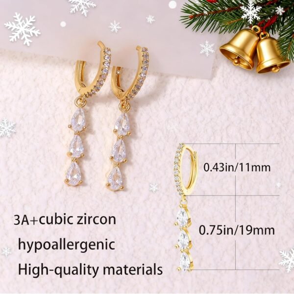 Gold Dangle Earrings for Women,Christmas Gifts Jewelry Dainty Earring   Gold Plated Drop Earrings for Women Trendy Hypoallergenic CZ Dangling Earring