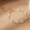 81bbOBwhLLL._AC_SL1500 Gold Pearl Bracelets for Women Trendy, Real Gold Plated Dainty Stackable Snake Chain CZ Heart Pendant Bracelets, Layered Waterproof Jewelry Gift for Women Adjustable 6"+2"