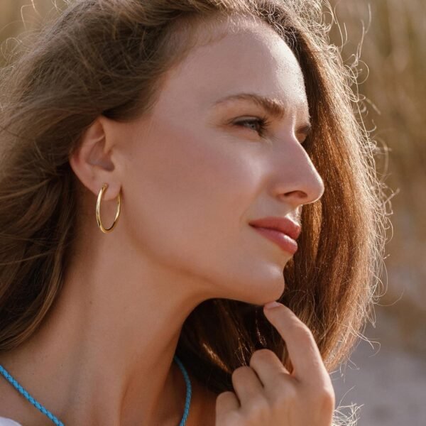 Gold Hoop Earrings for Women   Real Gold Plated Hoops with 925 Sterling Silver Post