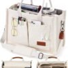 Canvas Tote Bag for Women with Zipper Closure & Individual Compartments for Work College for Teacher & Nurse
