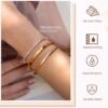 Gold Bracelets for Women Trendy Bangle Cuff Chain Bracelets Set Gold Plated Paperclip Bead Tennis Bracelet Chunky Gold Filled Bracelet Stack 3/4PCS