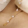 81uBlPFqhUL._AC_SL1500 Gold Pearl Bracelets for Women Trendy, Real Gold Plated Dainty Stackable Snake Chain CZ Heart Pendant Bracelets, Layered Waterproof Jewelry Gift for Women Adjustable 6"+2"