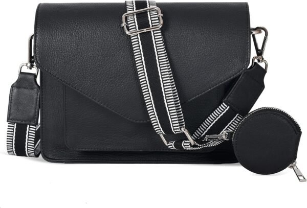 Leather Flapover Crossbody Handbag Purse for Women with Adjustable Strap & Overflap Snap Closure Tote/Bag