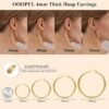 4mm Thick Gold Chunky Earrings Steling Silver Post Hoops Earrings For Women Hollow Tube Hoops Earrings Thick Gold Hoop Earrings Hypoallergenic Lightweight Gold Hoop Large Earrings 20/30/40/50/60MM