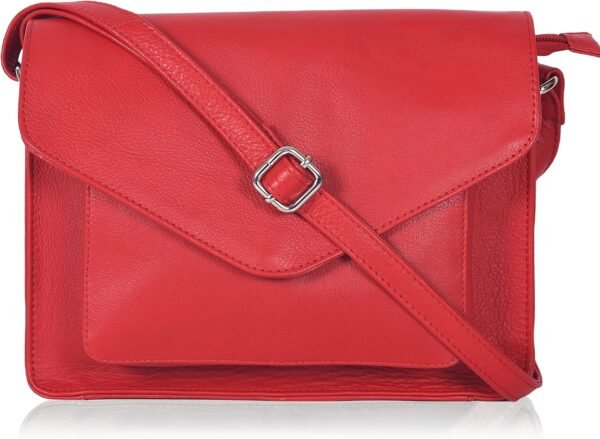 Leather Flapover Crossbody Handbag Purse for Women with Adjustable Strap & Overflap Snap Closure Tote/Bag