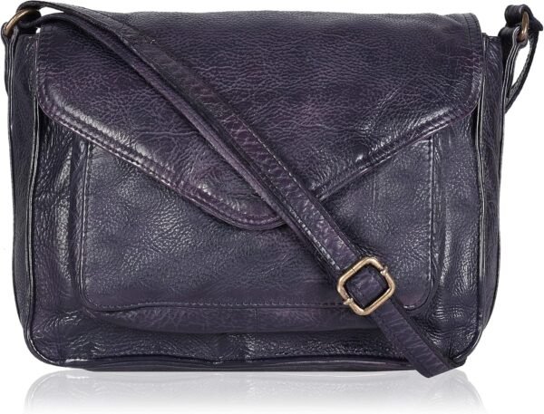 Leather Flapover Crossbody Handbag Purse for Women with Adjustable Strap & Overflap Snap Closure Tote/Bag