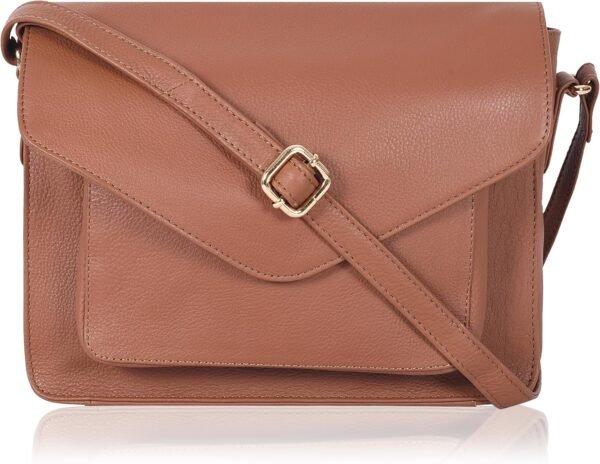 Leather Flapover Crossbody Handbag Purse for Women with Adjustable Strap & Overflap Snap Closure Tote/Bag