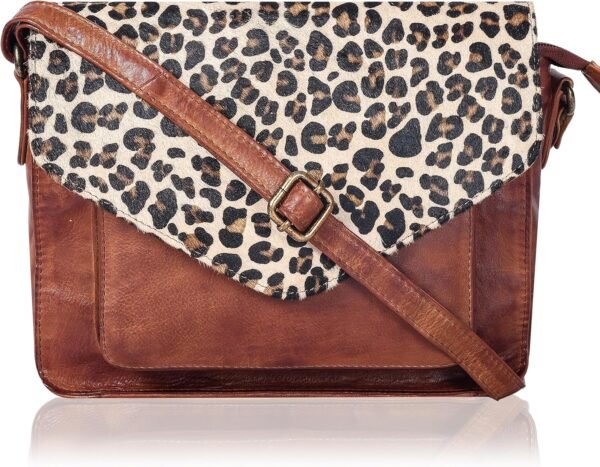 Leather Flapover Crossbody Handbag Purse for Women with Adjustable Strap & Overflap Snap Closure Tote/Bag