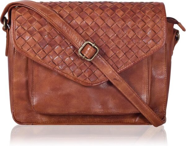 Leather Flapover Crossbody Handbag Purse for Women with Adjustable Strap & Overflap Snap Closure Tote/Bag